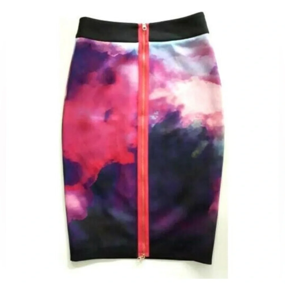 Ted Baker - Pink & Purple Galaxy Print Pencil Skirt - Picture 5 of 8